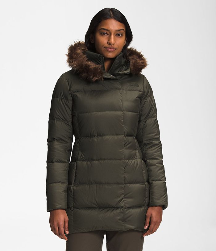 The North Face Parka Damska Ciemny Zielone New Dealio Puchowa - ZNSM94352